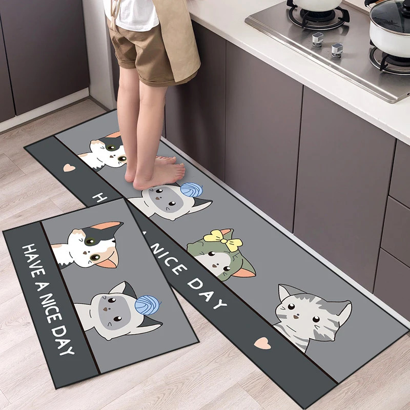 Home Cooking Made Easy - VIKAMA Küchenmatte mit niedlichem Katzenmuster, absorbiert